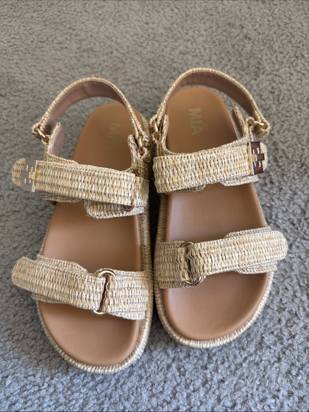 MIA Beige Woven Strappy Sandals